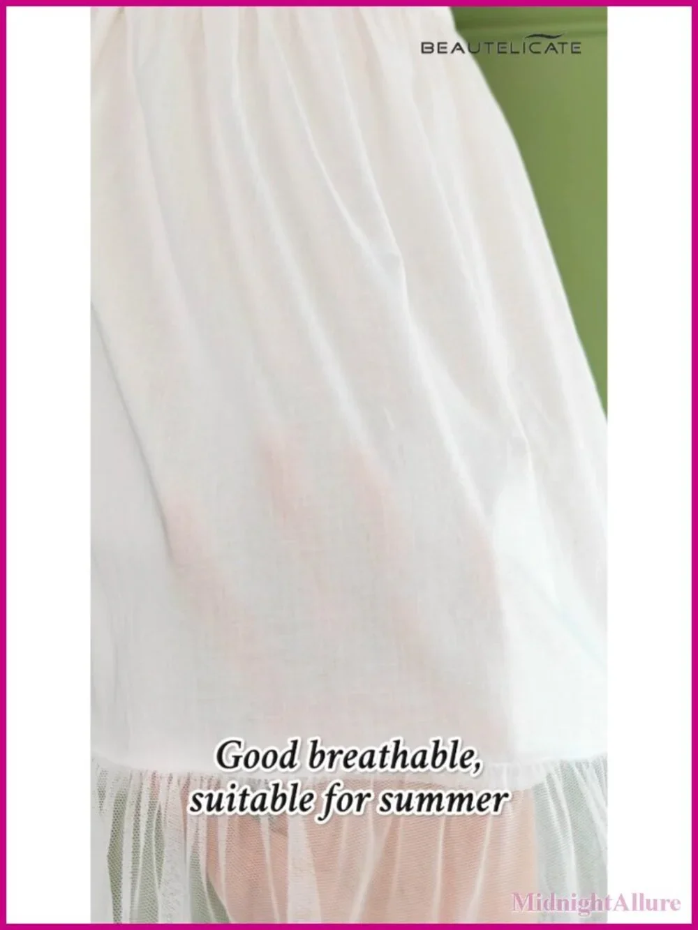 100% Cotton Half Slip Skirt Extender with Lace Trim, 22 Inch